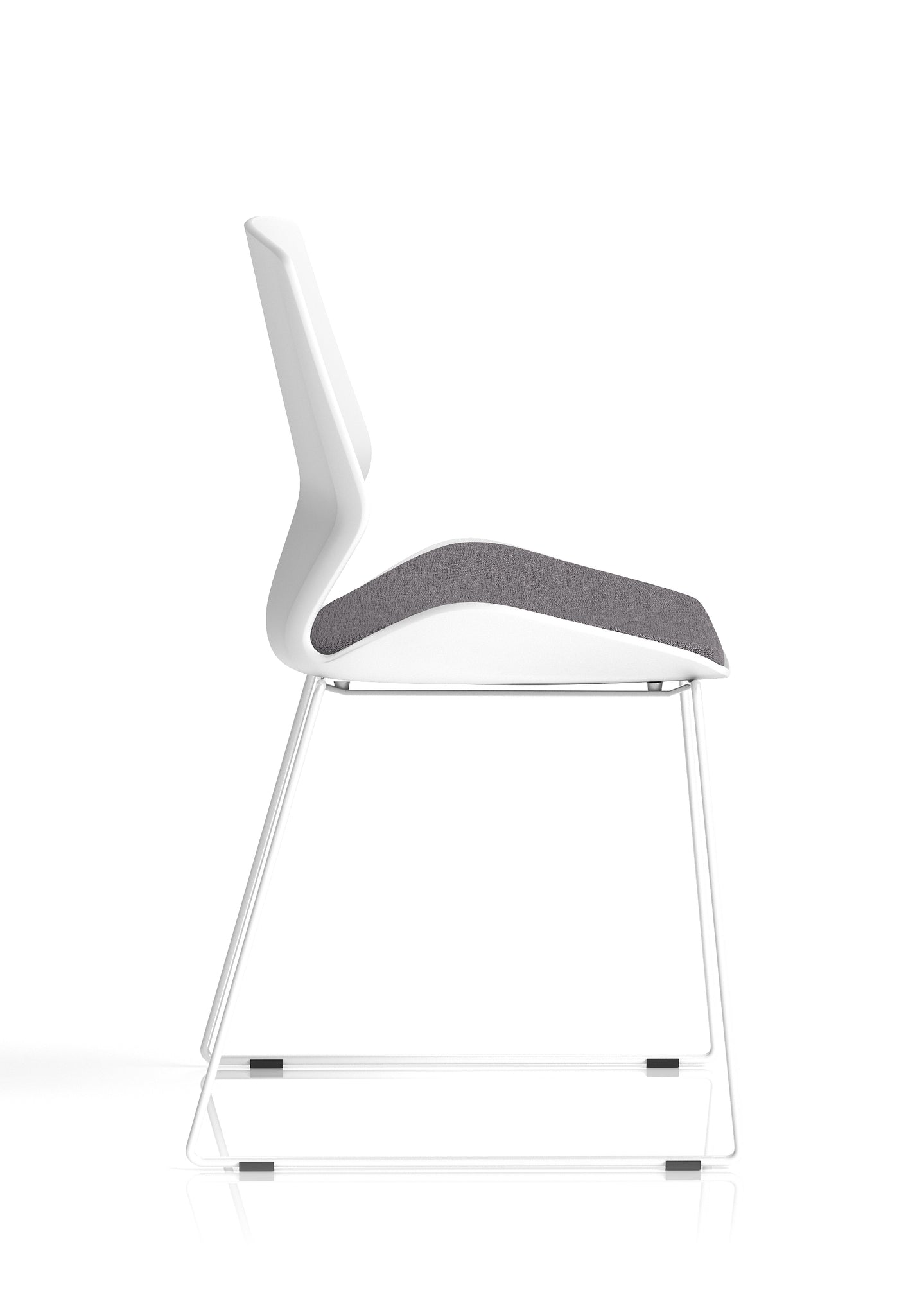 Florence Sled Visitor Chair – Grey Fabric Seat, White Frame, Metal/Plastic Construction, Self-Assembly, 2 Year Warranty – Modern Office Reception Guest Seating