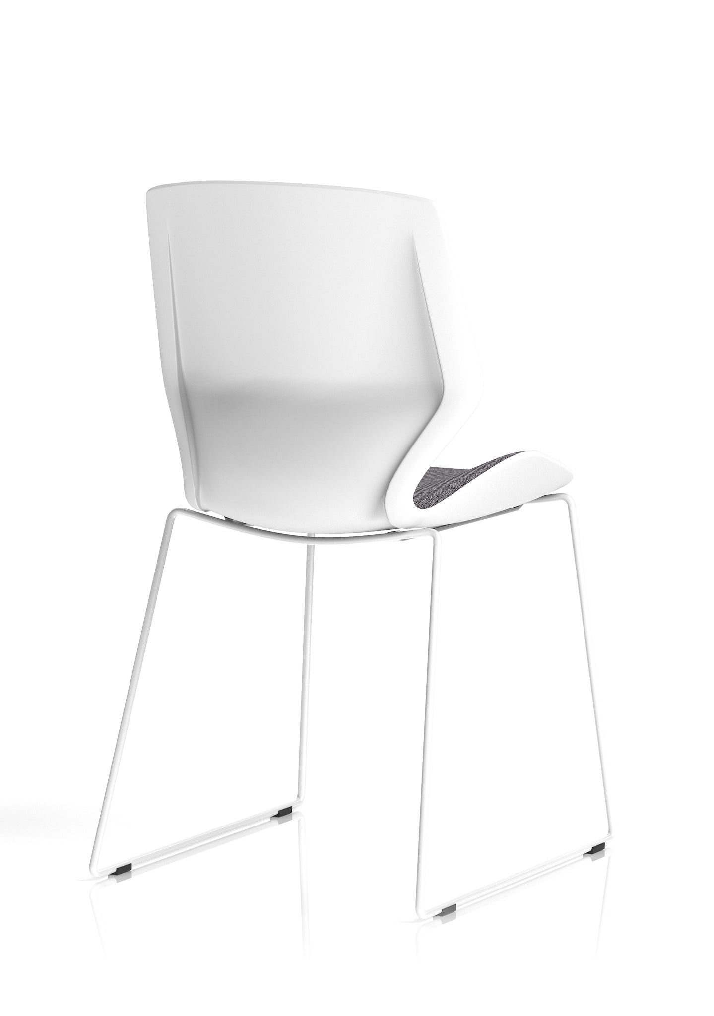 Florence Sled Visitor Chair – Grey Fabric Seat, White Frame, Metal/Plastic Construction, Self-Assembly, 2 Year Warranty – Modern Office Reception Guest Seating