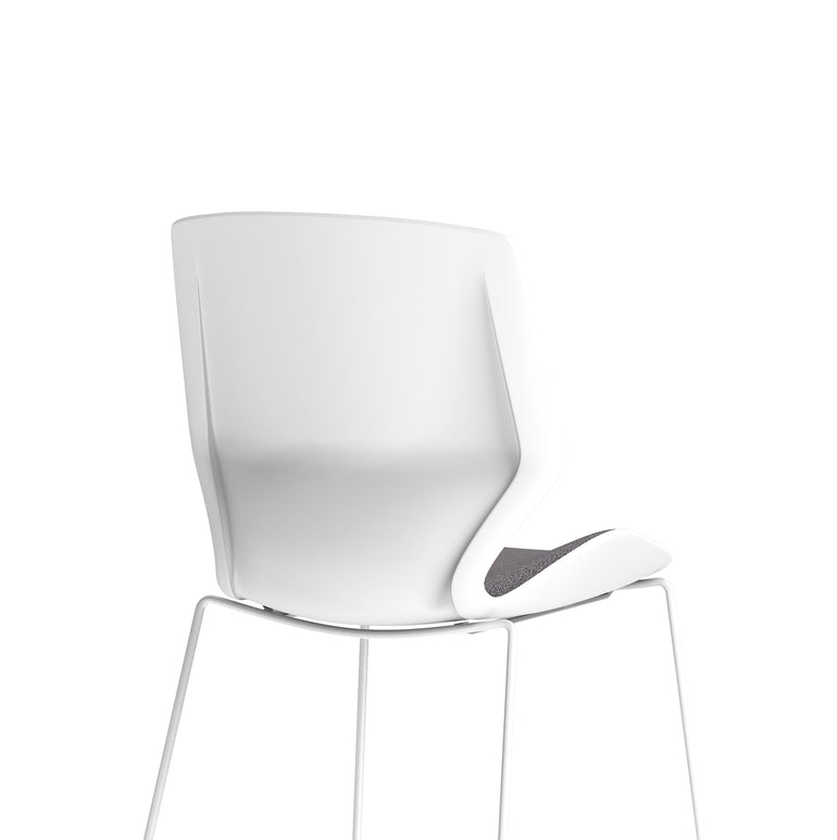 Florence Sled Visitor Chair – Grey Fabric Seat, White Frame, Metal/Plastic Construction, Self-Assembly, 2 Year Warranty – Modern Office Reception Guest Seating