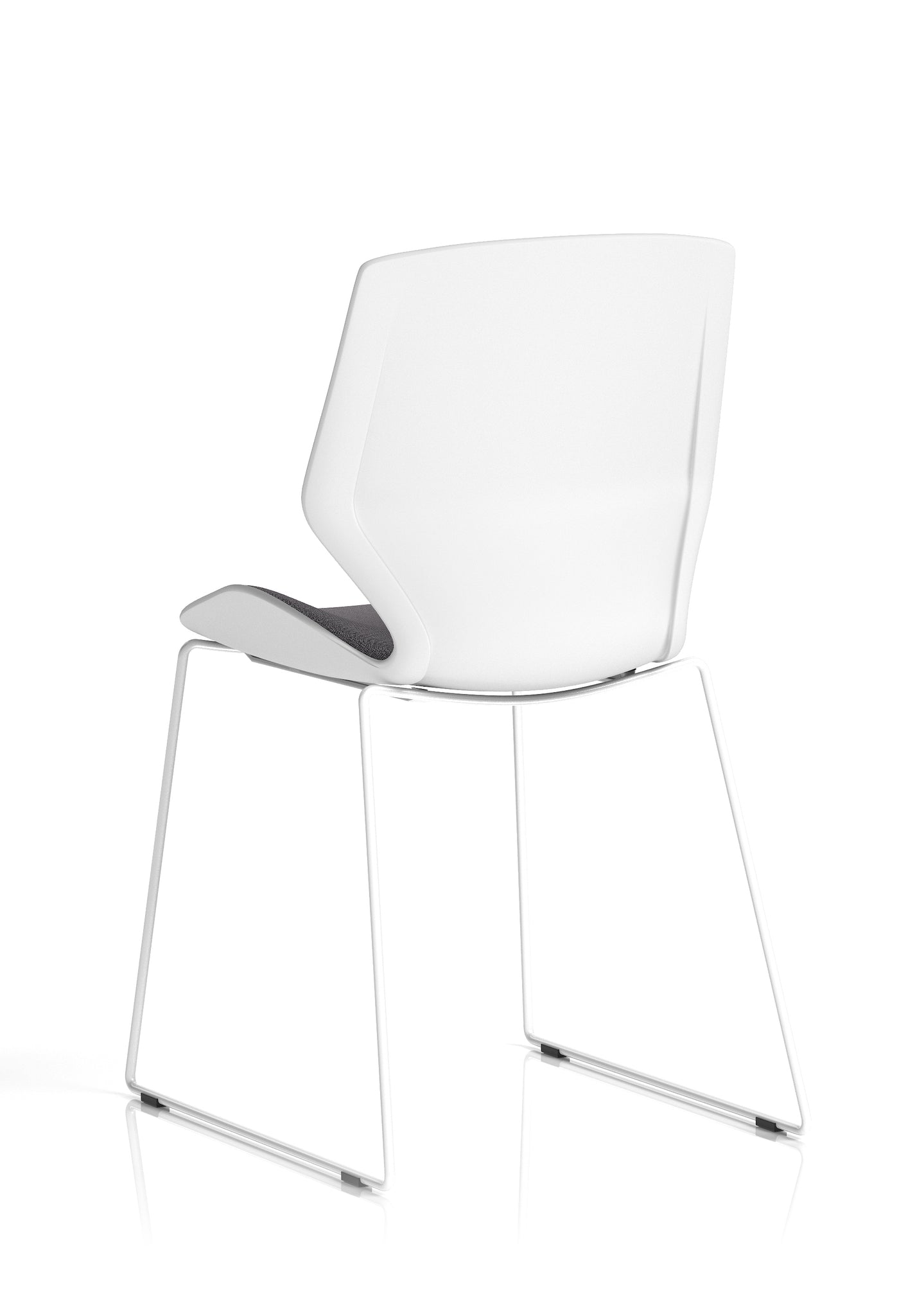 Florence Sled Visitor Chair – Grey Fabric Seat, White Frame, Metal/Plastic Construction, Self-Assembly, 2 Year Warranty – Modern Office Reception Guest Seating
