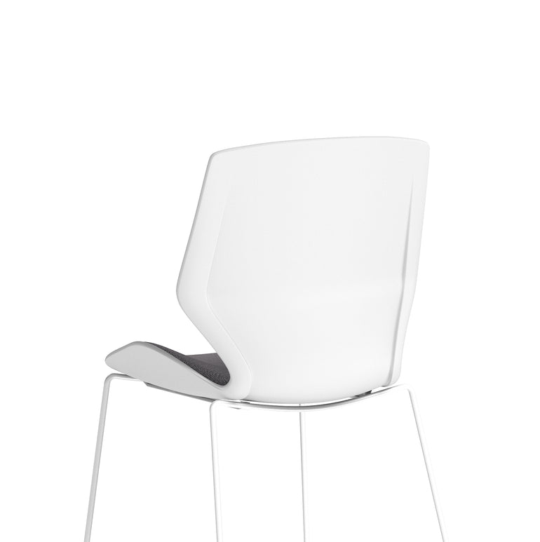 Florence Sled Visitor Chair – Grey Fabric Seat, White Frame, Metal/Plastic Construction, Self-Assembly, 2 Year Warranty – Modern Office Reception Guest Seating