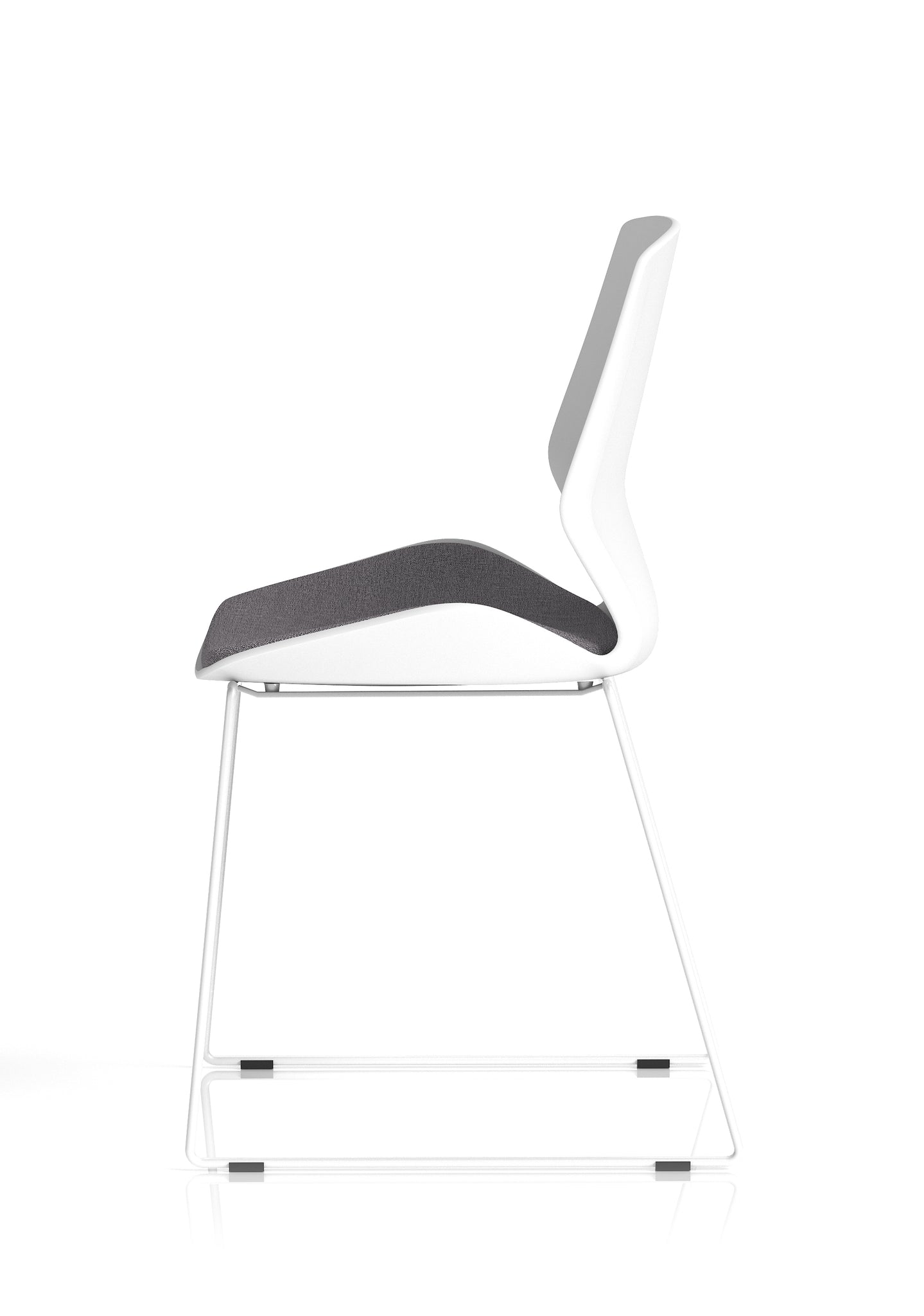 Florence Sled Visitor Chair – Grey Fabric Seat, White Frame, Metal/Plastic Construction, Self-Assembly, 2 Year Warranty – Modern Office Reception Guest Seating