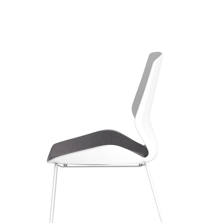 Florence Sled Visitor Chair – Grey Fabric Seat, White Frame, Metal/Plastic Construction, Self-Assembly, 2 Year Warranty – Modern Office Reception Guest Seating