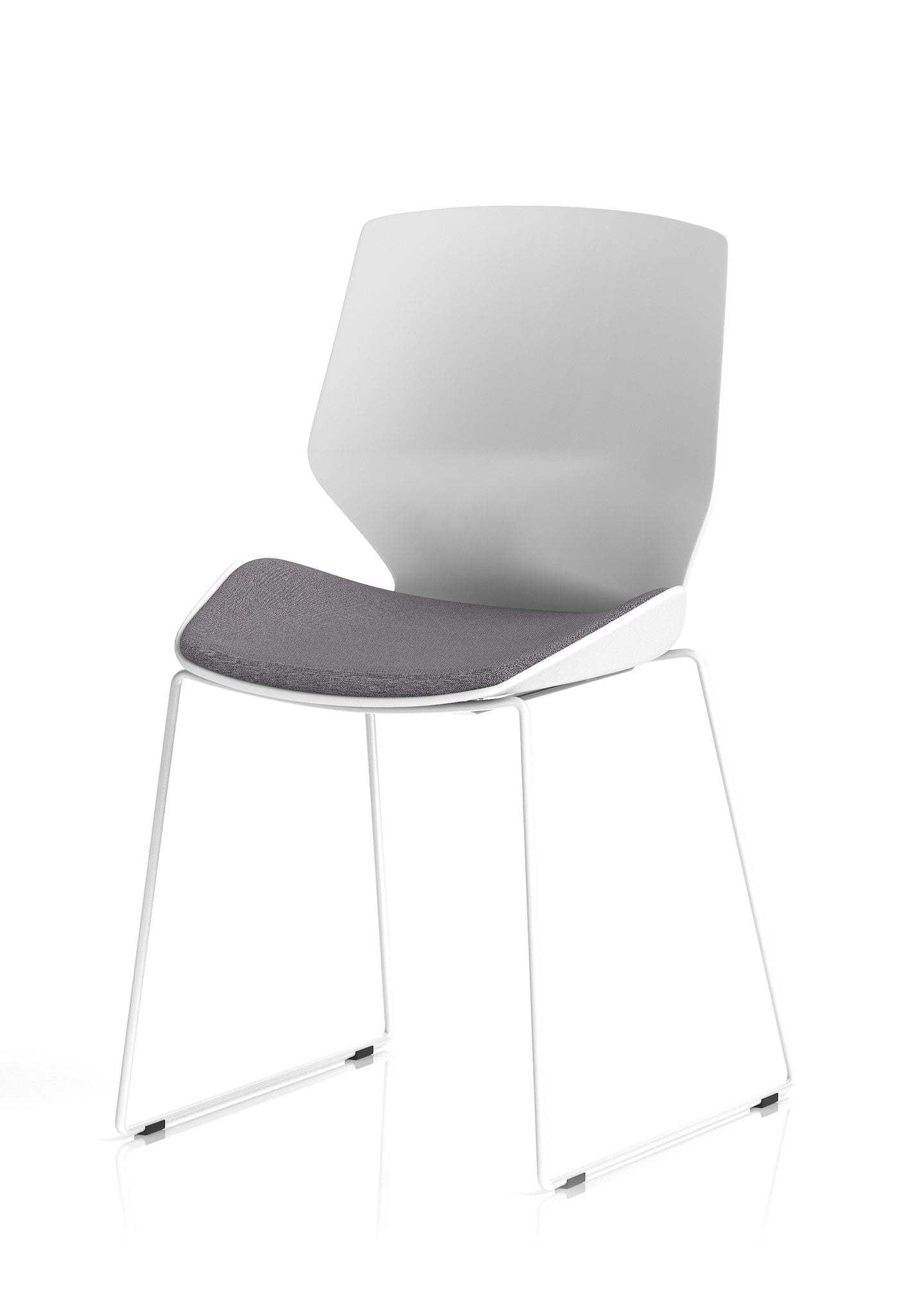 Florence Sled Visitor Chair – Grey Fabric Seat, White Frame, Metal/Plastic Construction, Self-Assembly, 2 Year Warranty – Modern Office Reception Guest Seating