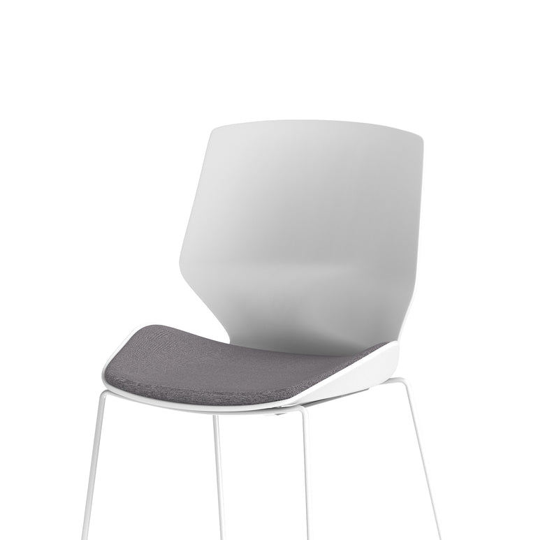 Florence Sled Visitor Chair – Grey Fabric Seat, White Frame, Metal/Plastic Construction, Self-Assembly, 2 Year Warranty – Modern Office Reception Guest Seating