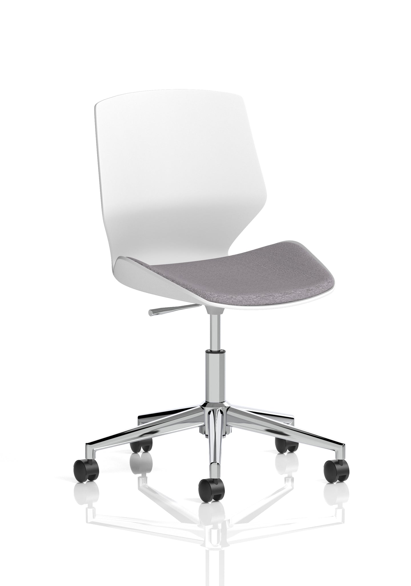 Florence 5 Star Base Visitor Chair, Grey Fabric Seat, White Frame – Self-Assembly Required, 2 Year Warranty
