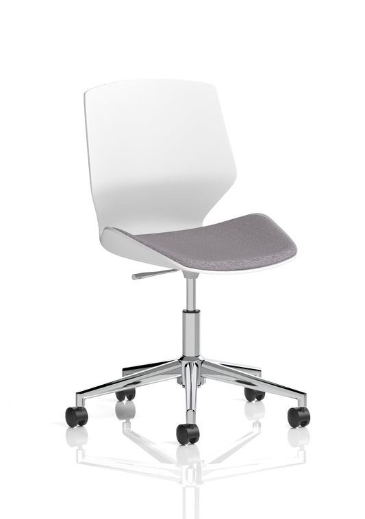 Florence 5 Star Base Visitor Chair, Grey Fabric Seat, White Frame – Self-Assembly Required, 2 Year Warranty