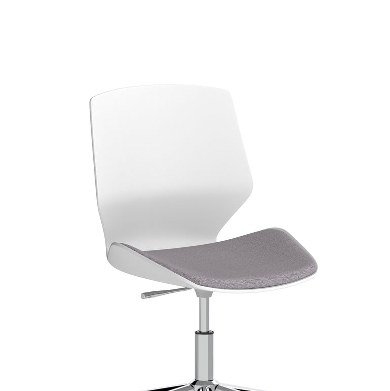 Florence 5 Star Base Visitor Chair, Grey Fabric Seat, White Frame – Self-Assembly Required, 2 Year Warranty