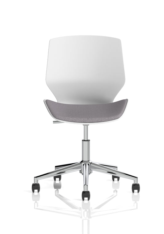 Florence 5 Star Base Visitor Chair, Grey Fabric Seat, White Frame – Self-Assembly Required, 2 Year Warranty