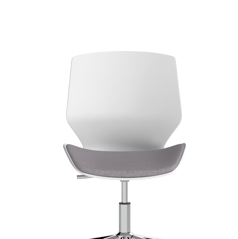 Florence 5 Star Base Visitor Chair, Grey Fabric Seat, White Frame – Self-Assembly Required, 2 Year Warranty