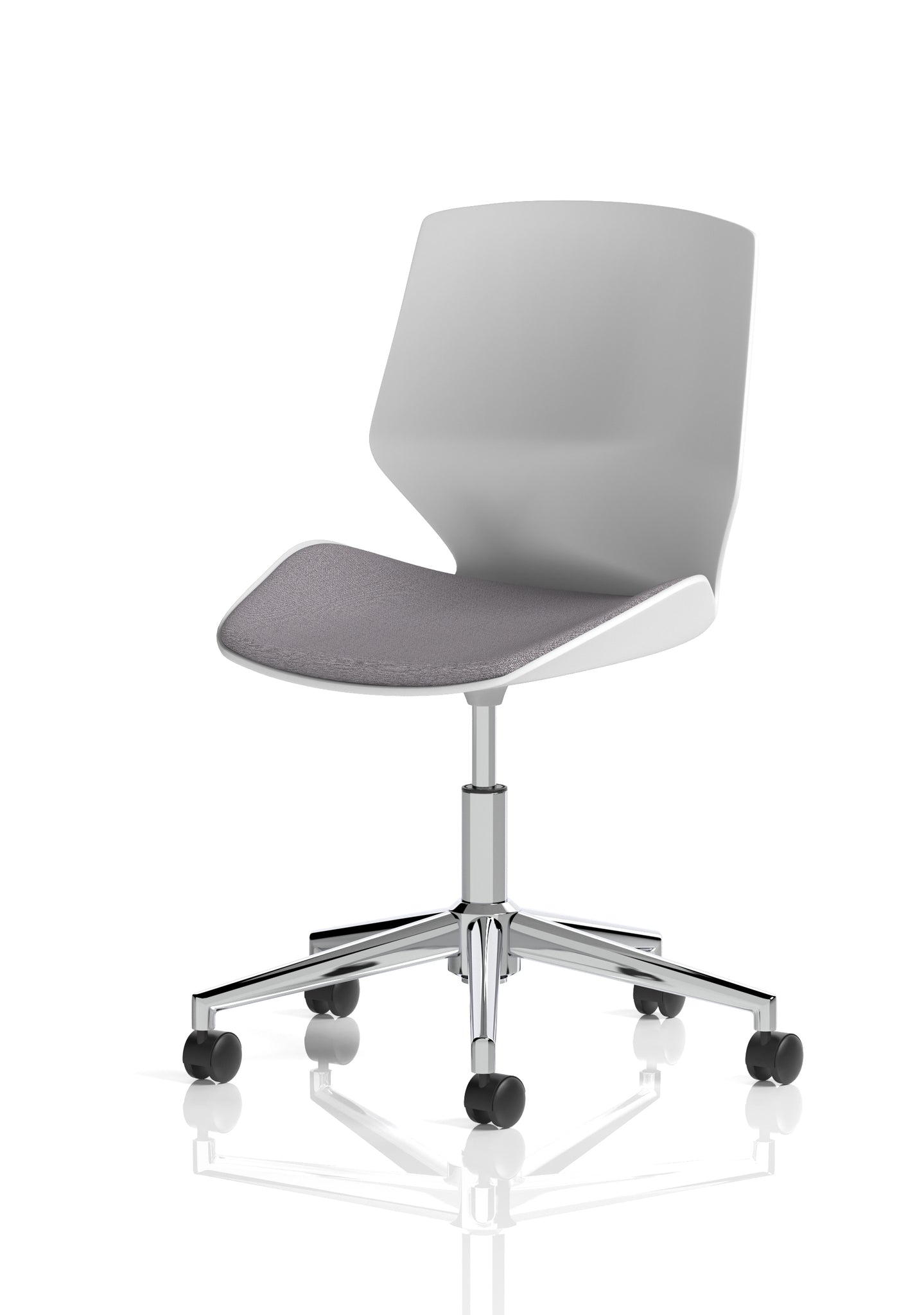 Florence 5 Star Base Visitor Chair, Grey Fabric Seat, White Frame – Self-Assembly Required, 2 Year Warranty