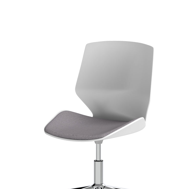 Florence 5 Star Base Visitor Chair, Grey Fabric Seat, White Frame – Self-Assembly Required, 2 Year Warranty