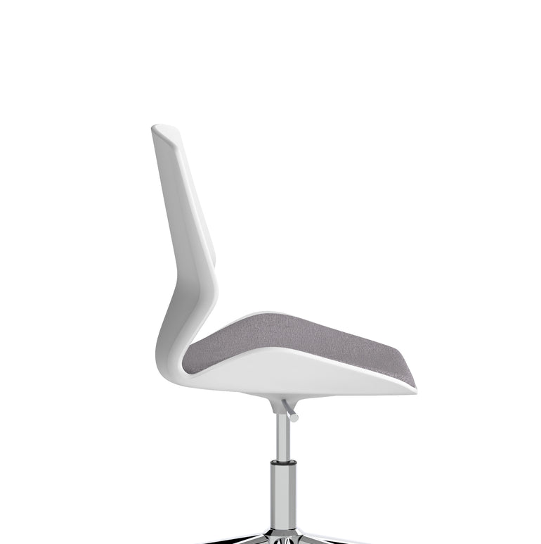 Florence 5 Star Base Visitor Chair, Grey Fabric Seat, White Frame – Self-Assembly Required, 2 Year Warranty