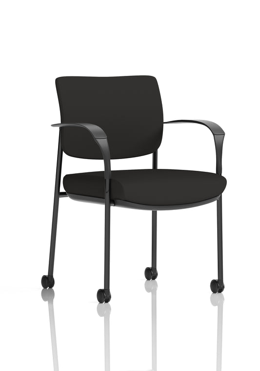 Brunswick Deluxe Medium Back Visitor Office Chair with Arms & Castors, Black Fabric or Mesh Back, Chrome/Black Frame, Fabric & Chrome, Self-Assembly, 3 Year Warranty
