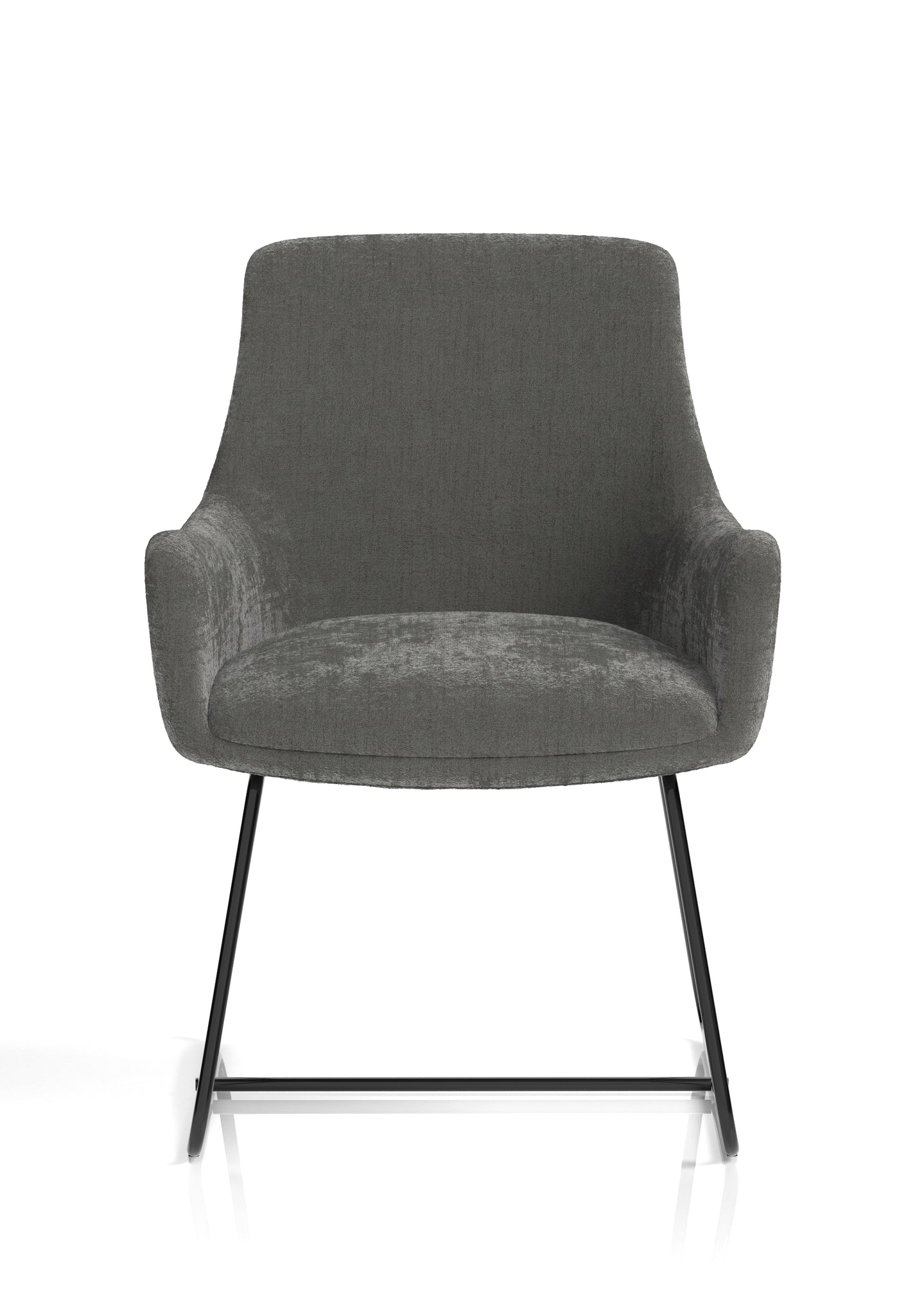 Quote Sled Base Office Reception Chair – Grey Velour, Polyester & Steel, Self-Assembly, 3 Year Mechanical Warranty – Modern Reception or Waiting Room Seating