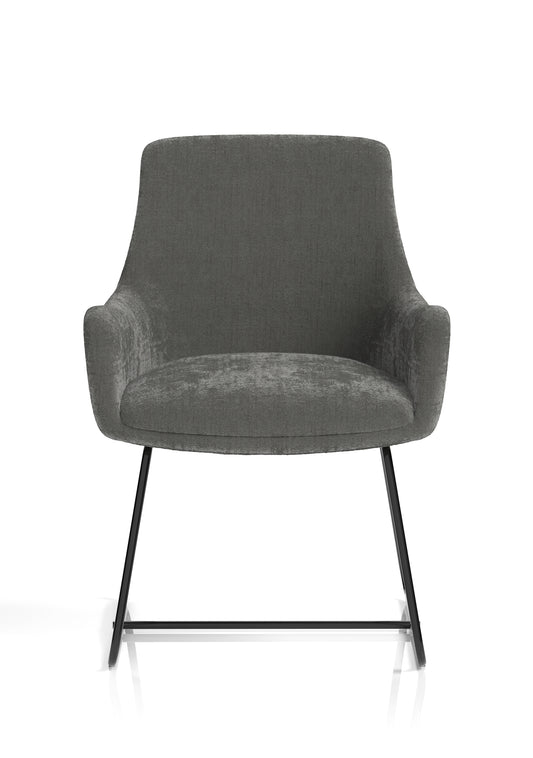 Quote Sled Base Office Reception Chair – Grey Velour, Polyester & Steel, Self-Assembly, 3 Year Mechanical Warranty – Modern Reception or Waiting Room Seating