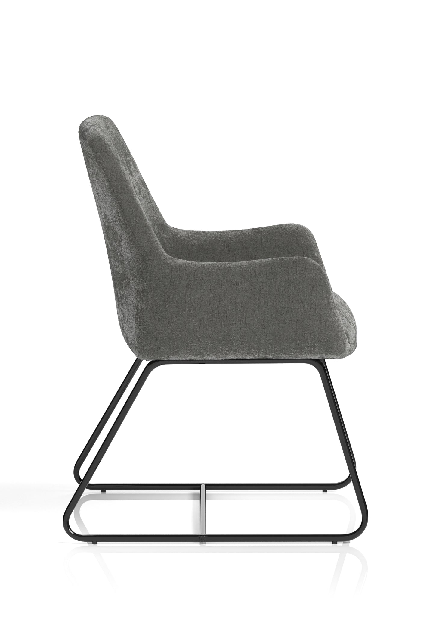 Quote Sled Base Office Reception Chair – Grey Velour, Polyester & Steel, Self-Assembly, 3 Year Mechanical Warranty – Modern Reception or Waiting Room Seating