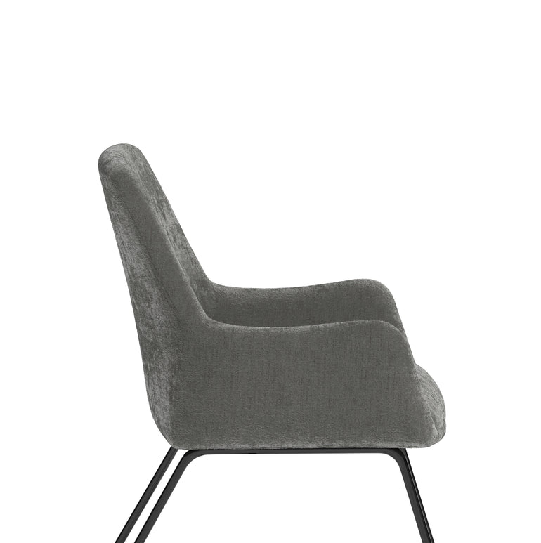 Quote Sled Base Office Reception Chair – Grey Velour, Polyester & Steel, Self-Assembly, 3 Year Mechanical Warranty – Modern Reception or Waiting Room Seating