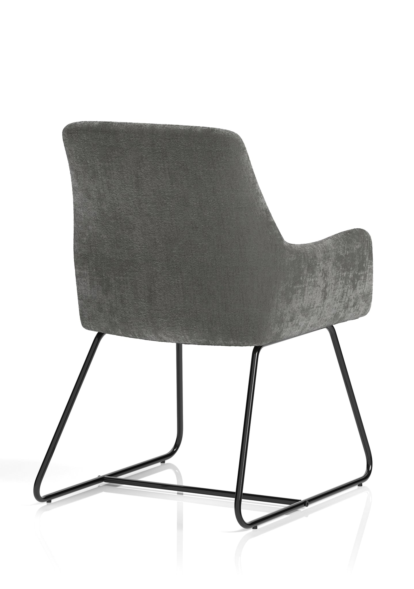 Quote Sled Base Office Reception Chair – Grey Velour, Polyester & Steel, Self-Assembly, 3 Year Mechanical Warranty – Modern Reception or Waiting Room Seating