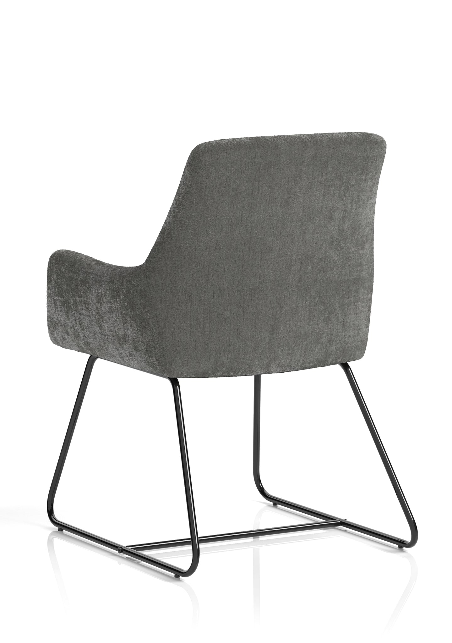 Quote Sled Base Office Reception Chair – Grey Velour, Polyester & Steel, Self-Assembly, 3 Year Mechanical Warranty – Modern Reception or Waiting Room Seating