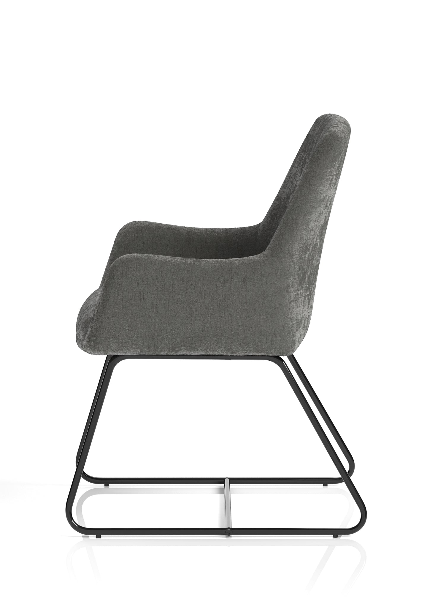 Quote Sled Base Office Reception Chair – Grey Velour, Polyester & Steel, Self-Assembly, 3 Year Mechanical Warranty – Modern Reception or Waiting Room Seating