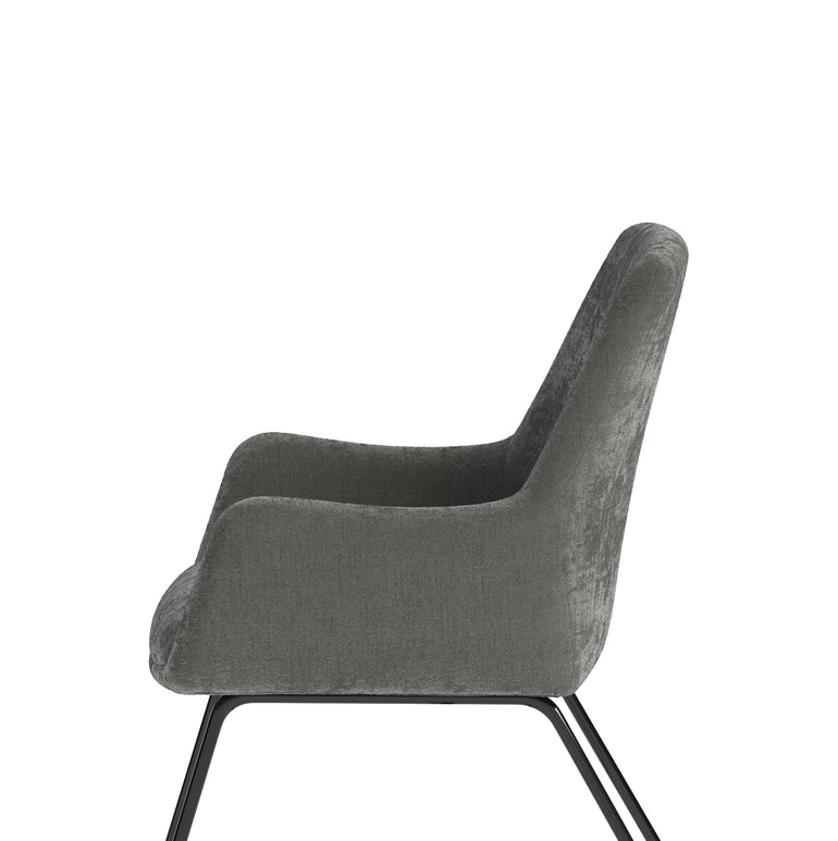 Quote Sled Base Office Reception Chair – Grey Velour, Polyester & Steel, Self-Assembly, 3 Year Mechanical Warranty – Modern Reception or Waiting Room Seating
