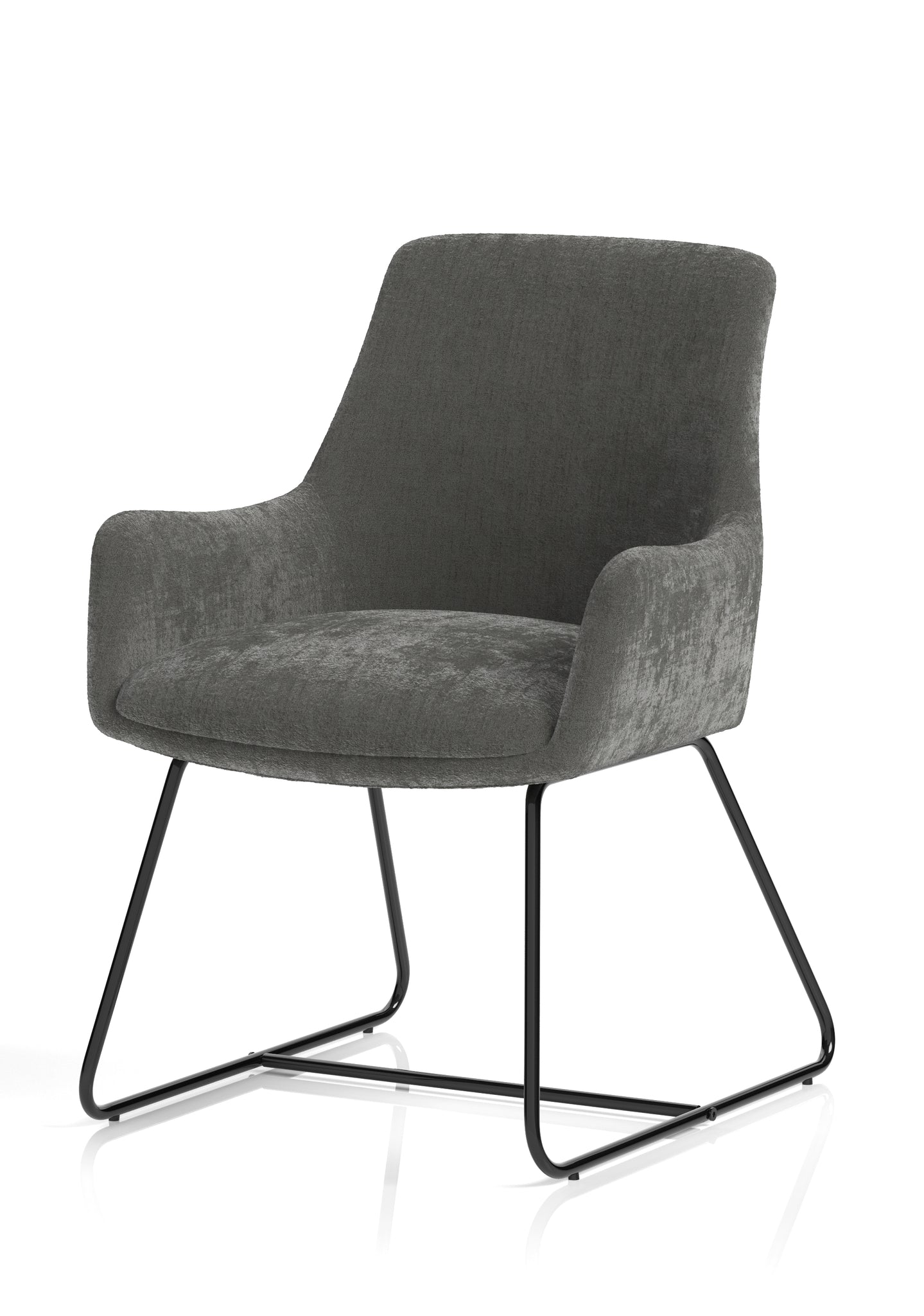 Quote Sled Base Office Reception Chair – Grey Velour, Polyester & Steel, Self-Assembly, 3 Year Mechanical Warranty – Modern Reception or Waiting Room Seating