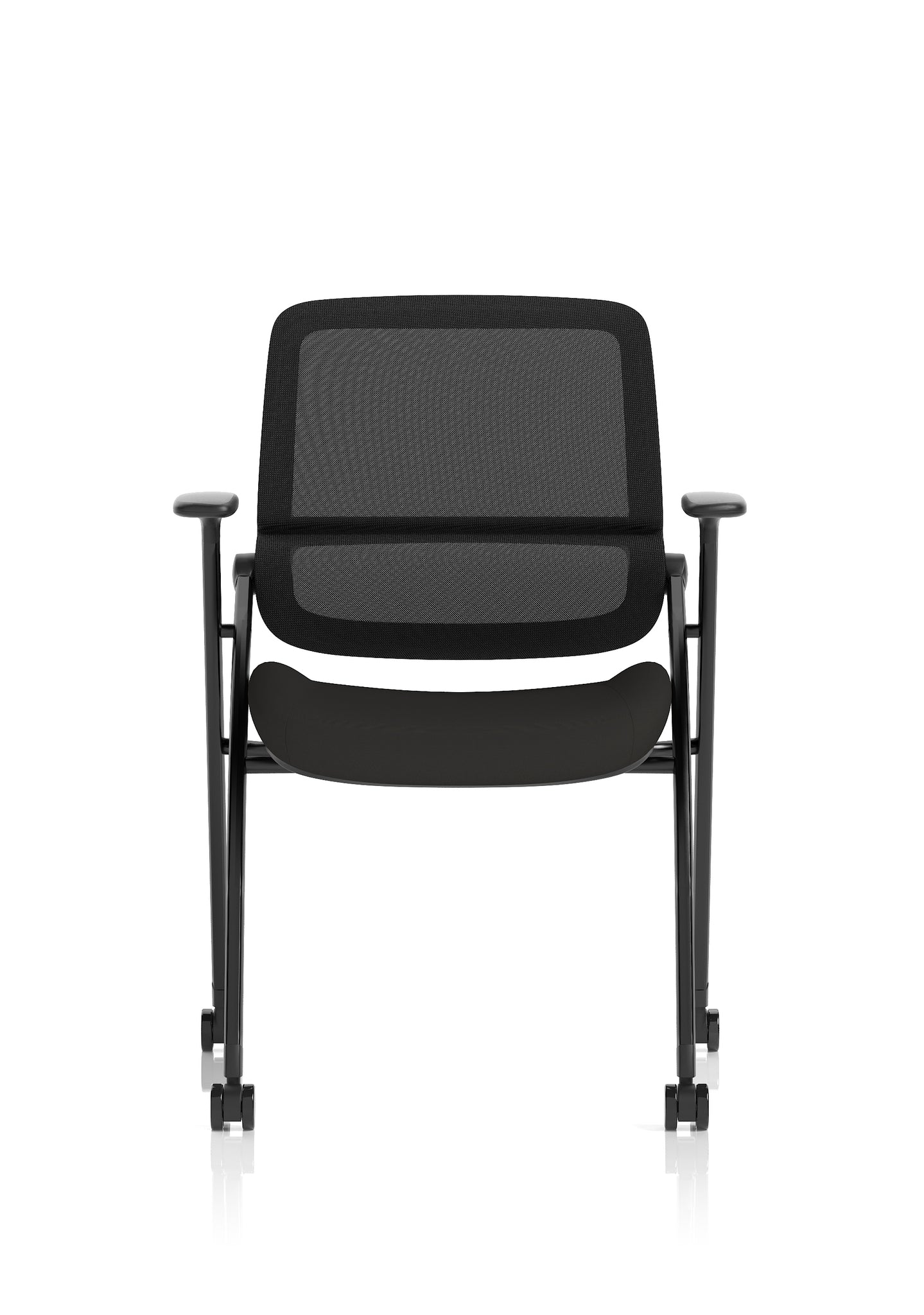 Capra Mesh Back Folding Office Chair, Black – Folding Design, Sliding Arms with Optional Writing Tablet, Self-Assembly, Fabric & Mesh, 2-Year Warranty