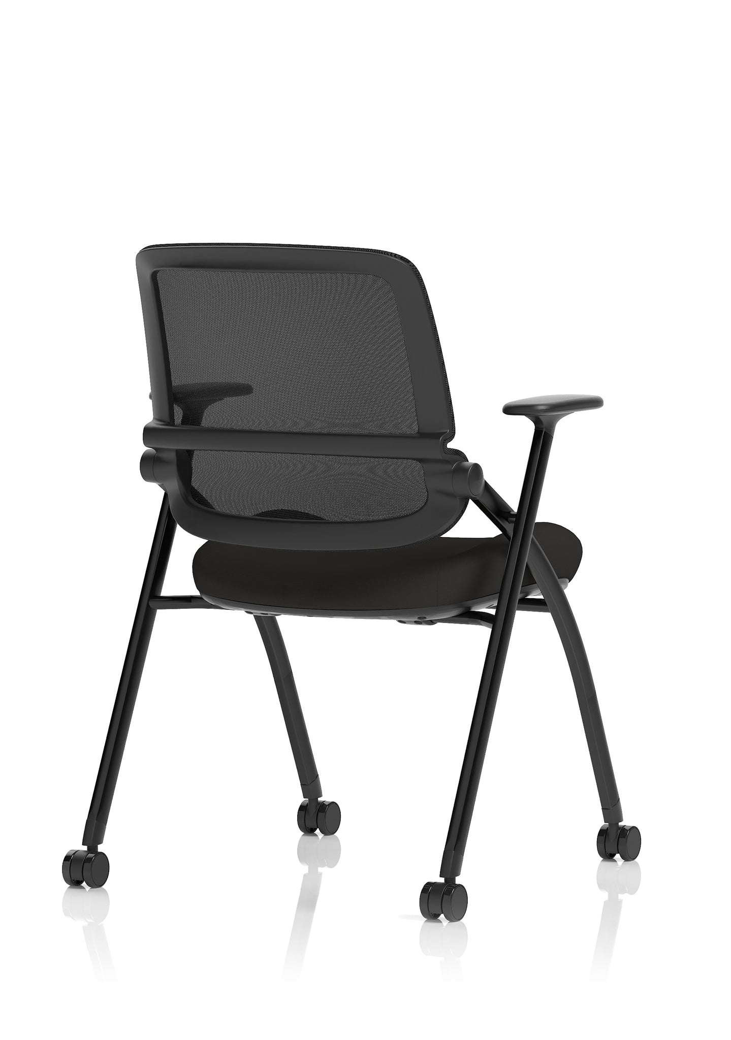 Capra Mesh Back Folding Office Chair, Black – Folding Design, Sliding Arms with Optional Writing Tablet, Self-Assembly, Fabric & Mesh, 2-Year Warranty