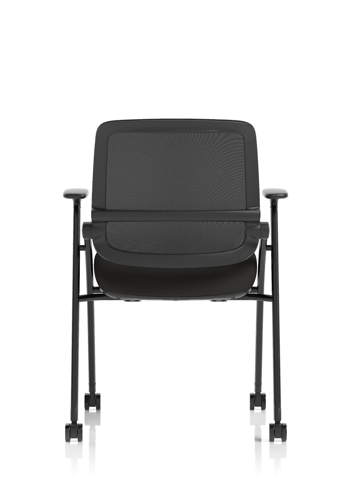 Capra Mesh Back Folding Office Chair, Black – Folding Design, Sliding Arms with Optional Writing Tablet, Self-Assembly, Fabric & Mesh, 2-Year Warranty