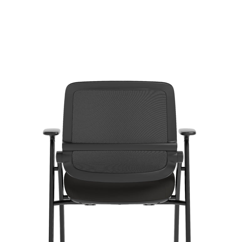 Capra Mesh Back Folding Office Chair, Black – Folding Design, Sliding Arms with Optional Writing Tablet, Self-Assembly, Fabric & Mesh, 2-Year Warranty
