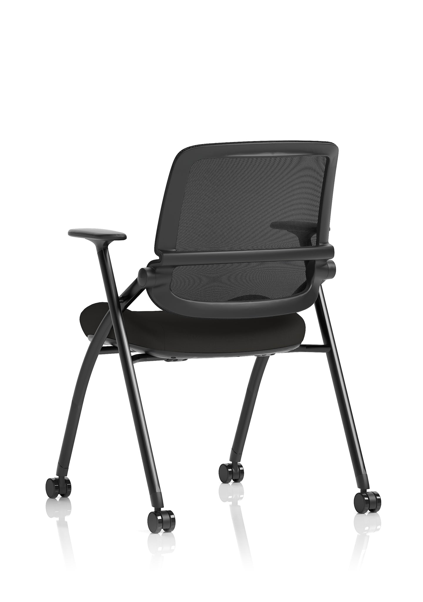 Capra Mesh Back Folding Office Chair, Black – Folding Design, Sliding Arms with Optional Writing Tablet, Self-Assembly, Fabric & Mesh, 2-Year Warranty