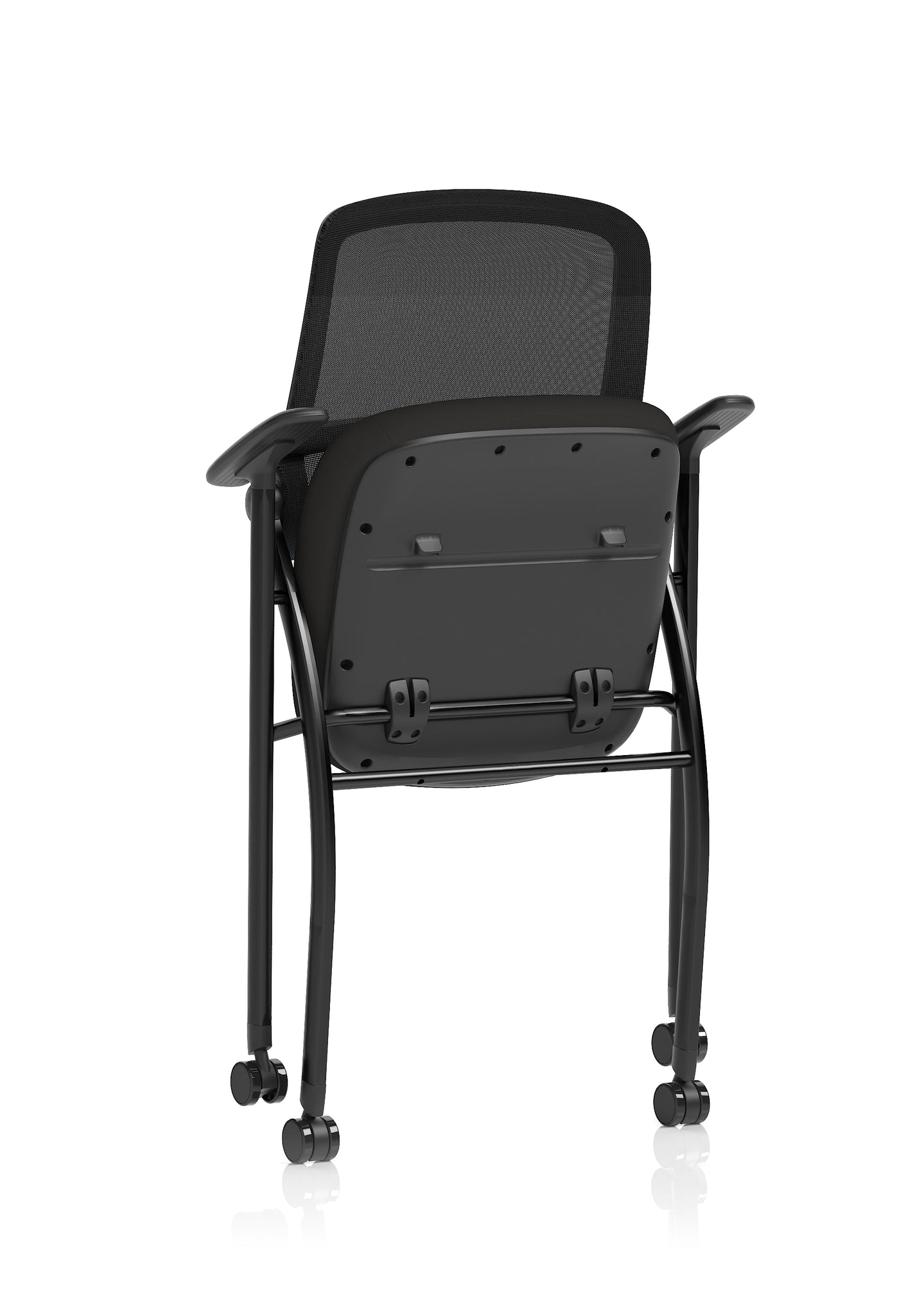 Capra Mesh Back Folding Office Chair, Black – Folding Design, Sliding Arms with Optional Writing Tablet, Self-Assembly, Fabric & Mesh, 2-Year Warranty