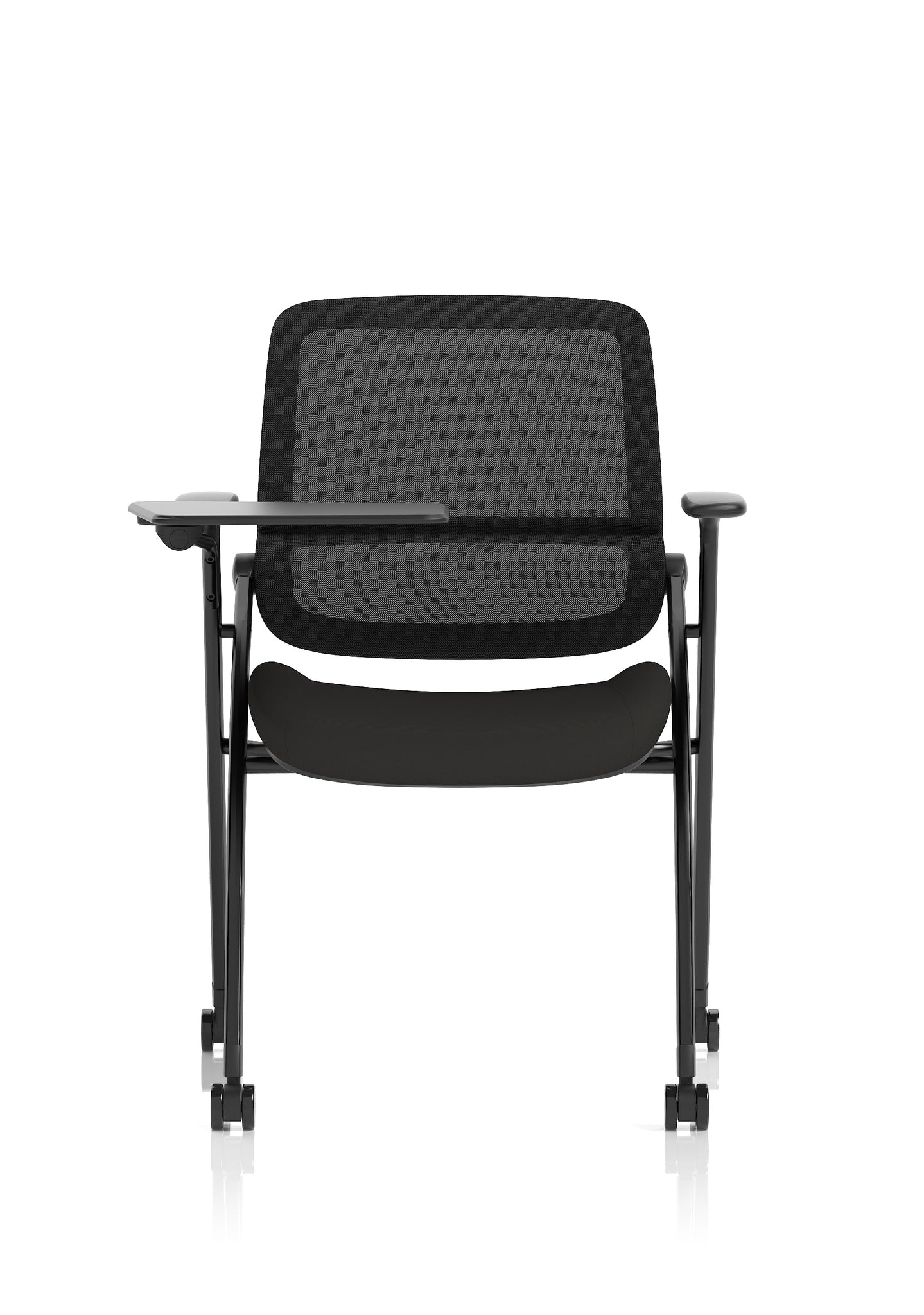 Capra Mesh Back Folding Office Chair, Black – Folding Design, Sliding Arms with Optional Writing Tablet, Self-Assembly, Fabric & Mesh, 2-Year Warranty