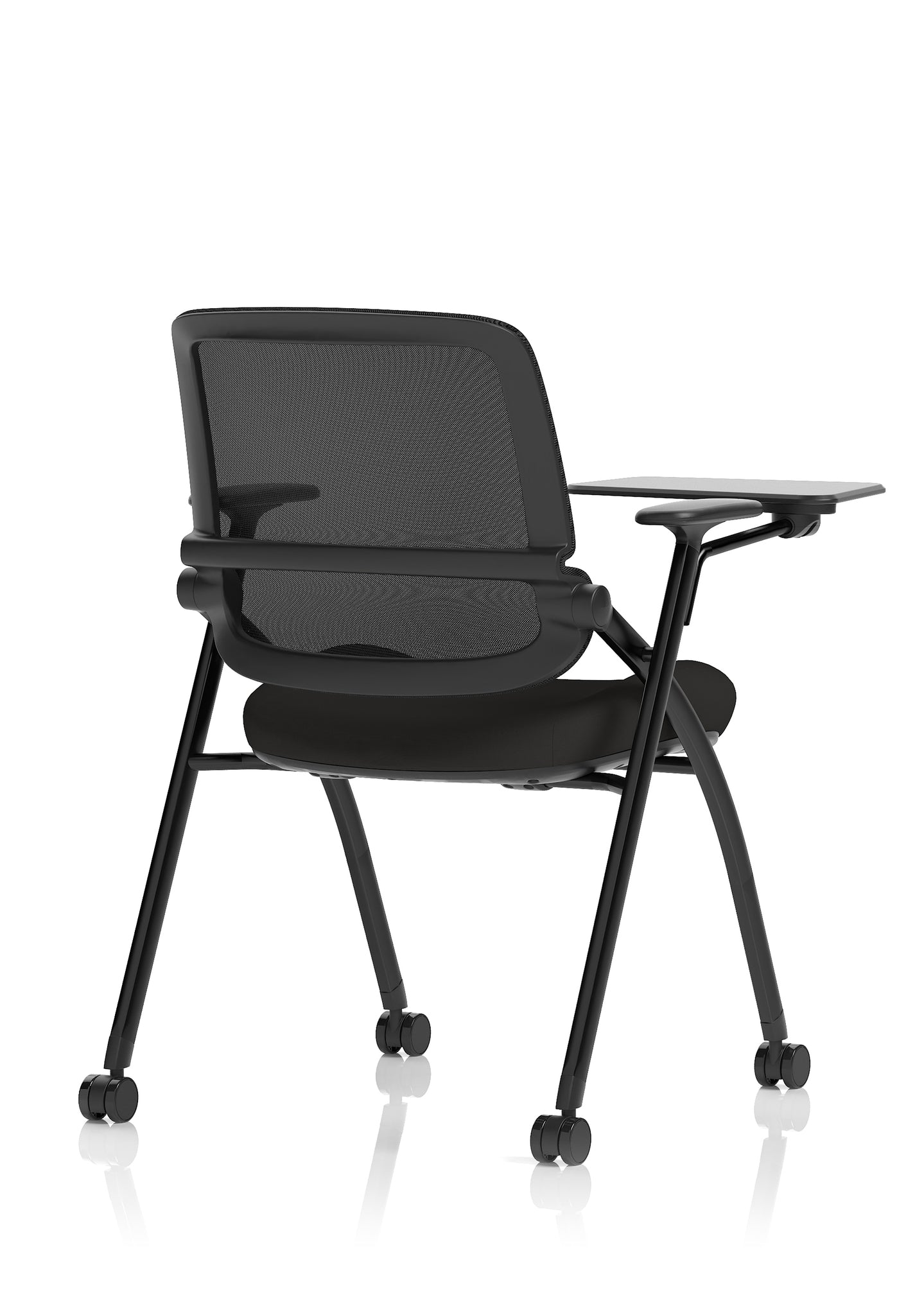 Capra Mesh Back Folding Office Chair, Black – Folding Design, Sliding Arms with Optional Writing Tablet, Self-Assembly, Fabric & Mesh, 2-Year Warranty