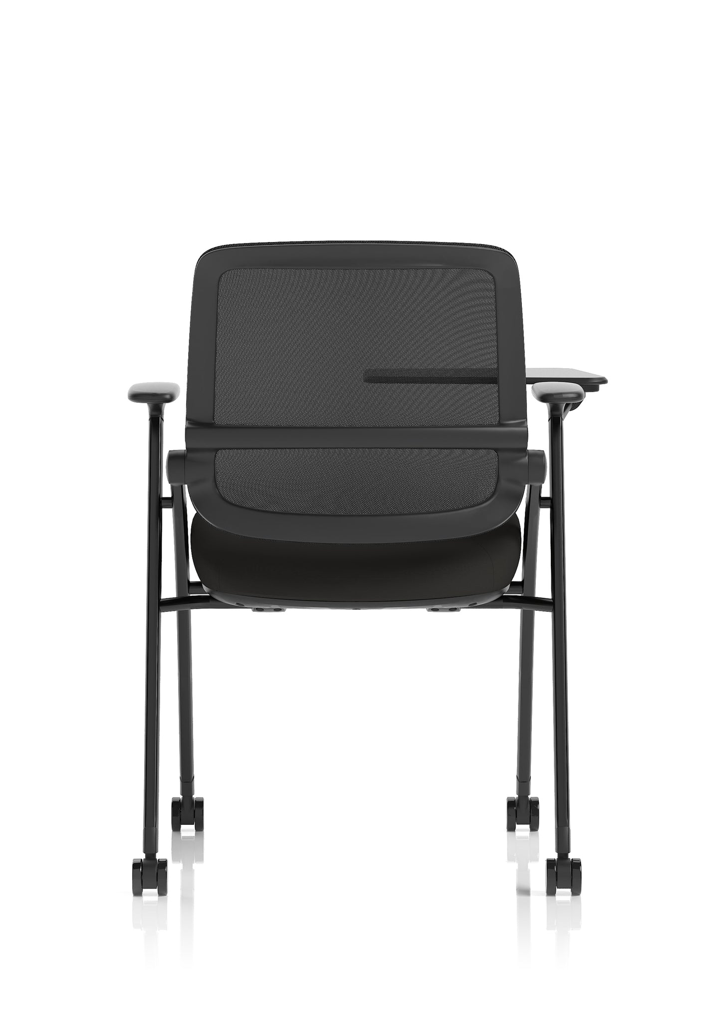 Capra Mesh Back Folding Office Chair, Black – Folding Design, Sliding Arms with Optional Writing Tablet, Self-Assembly, Fabric & Mesh, 2-Year Warranty