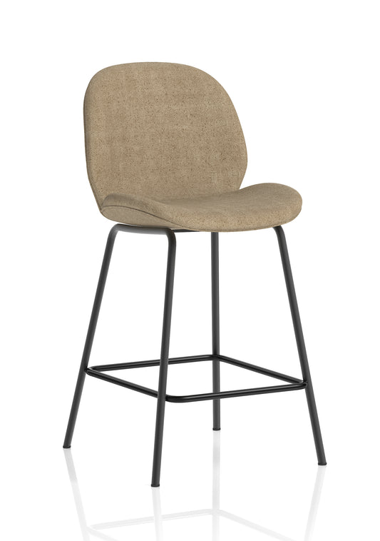 Brayford Bistro High Stool – Fabric Upholstery, Oatmeal or Ocean Blue – Self-Assembly, 2 Year Structural Warranty – Modern Office or Breakout Seating