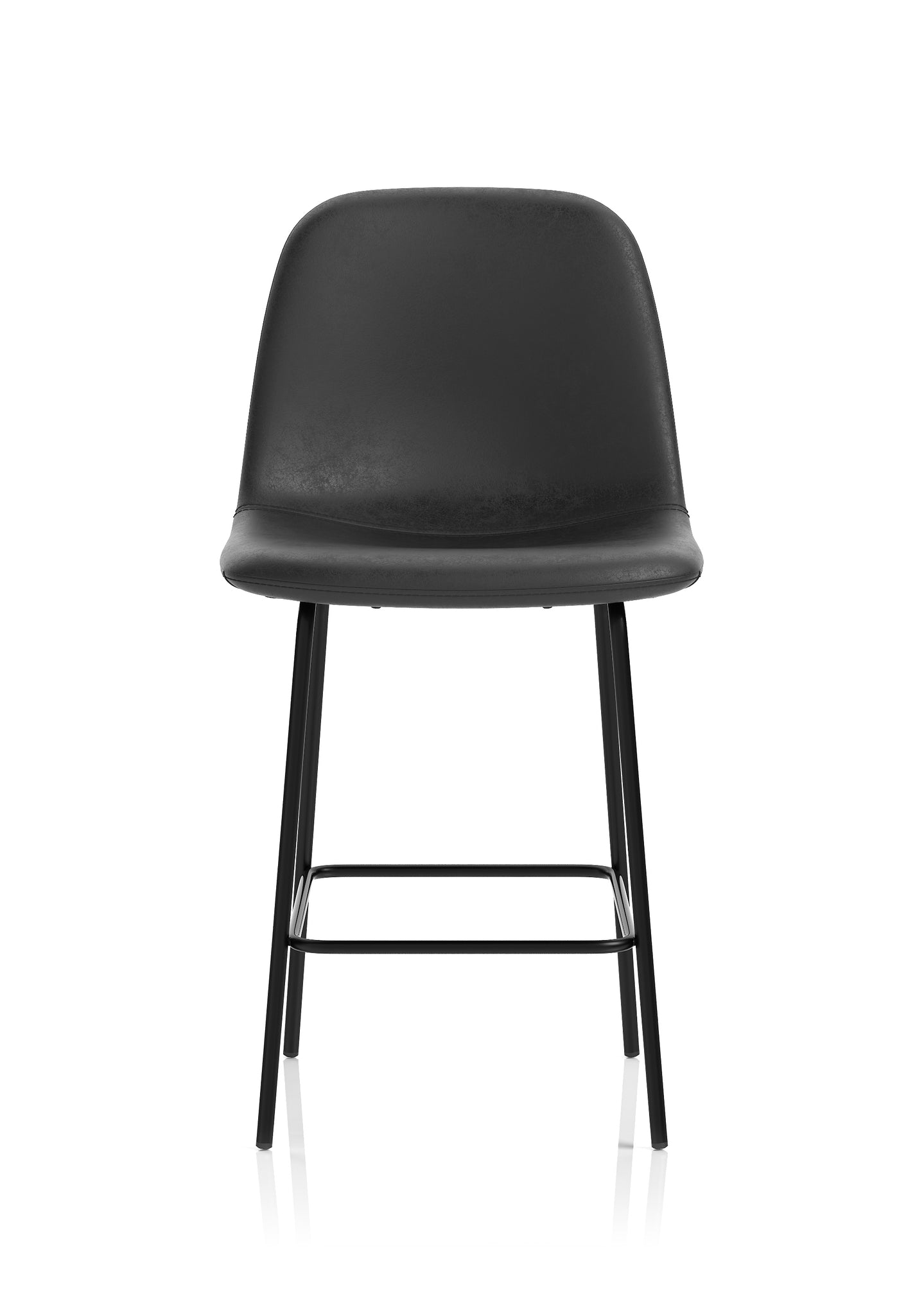 Charford Bistro High Stool – PU Leather, Self-Assembly Bar Chair, Available in Inky Black or Pecan Brown, 2 Year Structural Warranty, Modern Office or Kitchen Seating