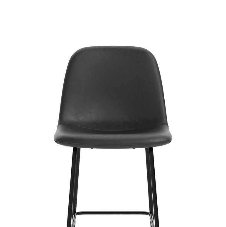 Charford Bistro High Stool – PU Leather, Self-Assembly Bar Chair, Available in Inky Black or Pecan Brown, 2 Year Structural Warranty, Modern Office or Kitchen Seating