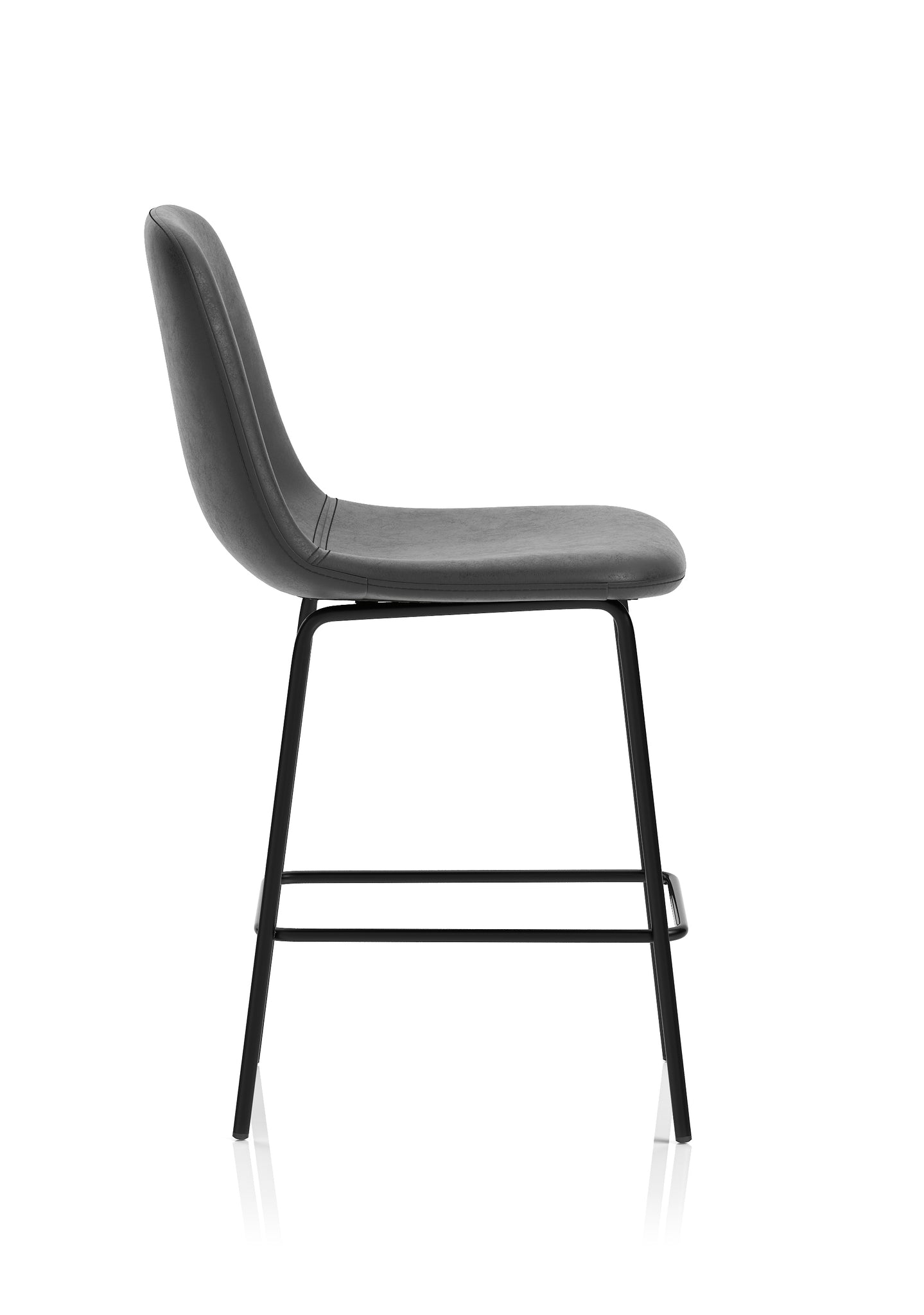 Charford Bistro High Stool – PU Leather, Self-Assembly Bar Chair, Available in Inky Black or Pecan Brown, 2 Year Structural Warranty, Modern Office or Kitchen Seating
