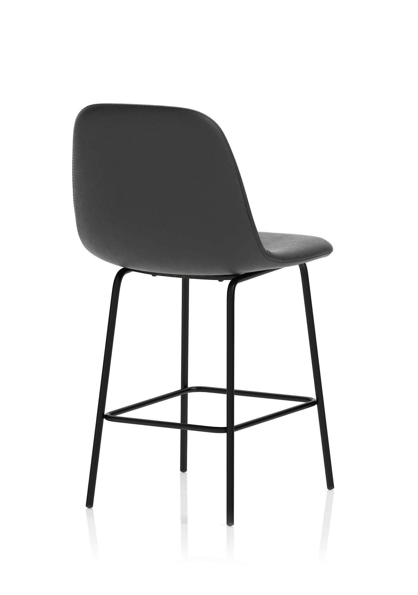 Charford Bistro High Stool – PU Leather, Self-Assembly Bar Chair, Available in Inky Black or Pecan Brown, 2 Year Structural Warranty, Modern Office or Kitchen Seating