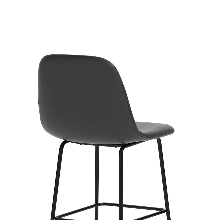 Charford Bistro High Stool – PU Leather, Self-Assembly Bar Chair, Available in Inky Black or Pecan Brown, 2 Year Structural Warranty, Modern Office or Kitchen Seating