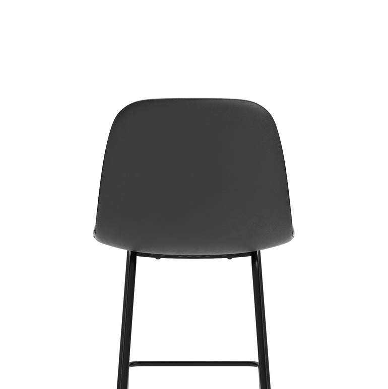 Charford Bistro High Stool – PU Leather, Self-Assembly Bar Chair, Available in Inky Black or Pecan Brown, 2 Year Structural Warranty, Modern Office or Kitchen Seating