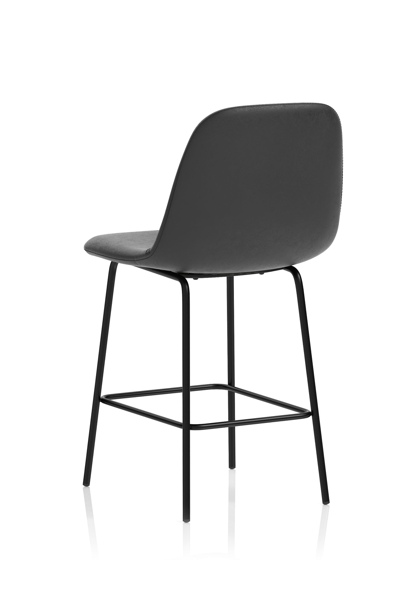 Charford Bistro High Stool – PU Leather, Self-Assembly Bar Chair, Available in Inky Black or Pecan Brown, 2 Year Structural Warranty, Modern Office or Kitchen Seating