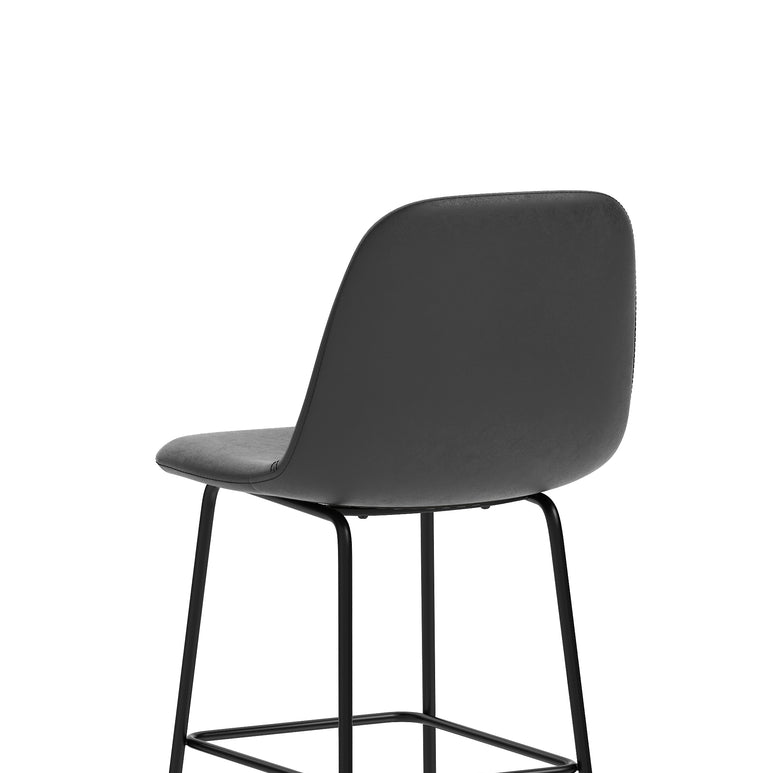 Charford Bistro High Stool – PU Leather, Self-Assembly Bar Chair, Available in Inky Black or Pecan Brown, 2 Year Structural Warranty, Modern Office or Kitchen Seating