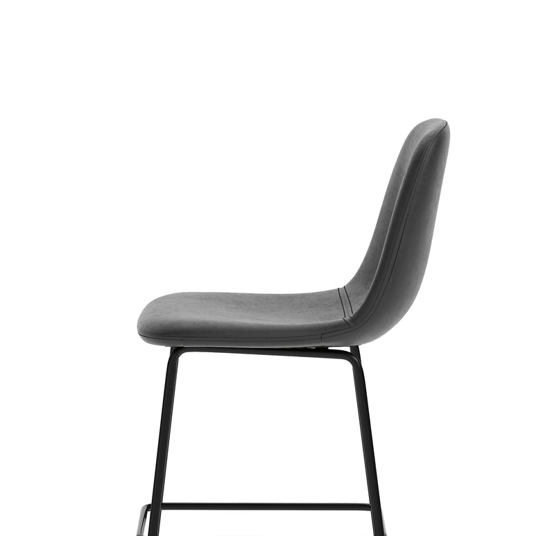 Charford Bistro High Stool – PU Leather, Self-Assembly Bar Chair, Available in Inky Black or Pecan Brown, 2 Year Structural Warranty, Modern Office or Kitchen Seating