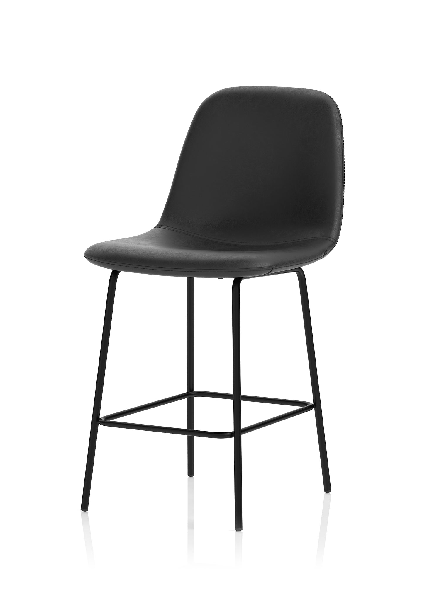 Charford Bistro High Stool – PU Leather, Self-Assembly Bar Chair, Available in Inky Black or Pecan Brown, 2 Year Structural Warranty, Modern Office or Kitchen Seating