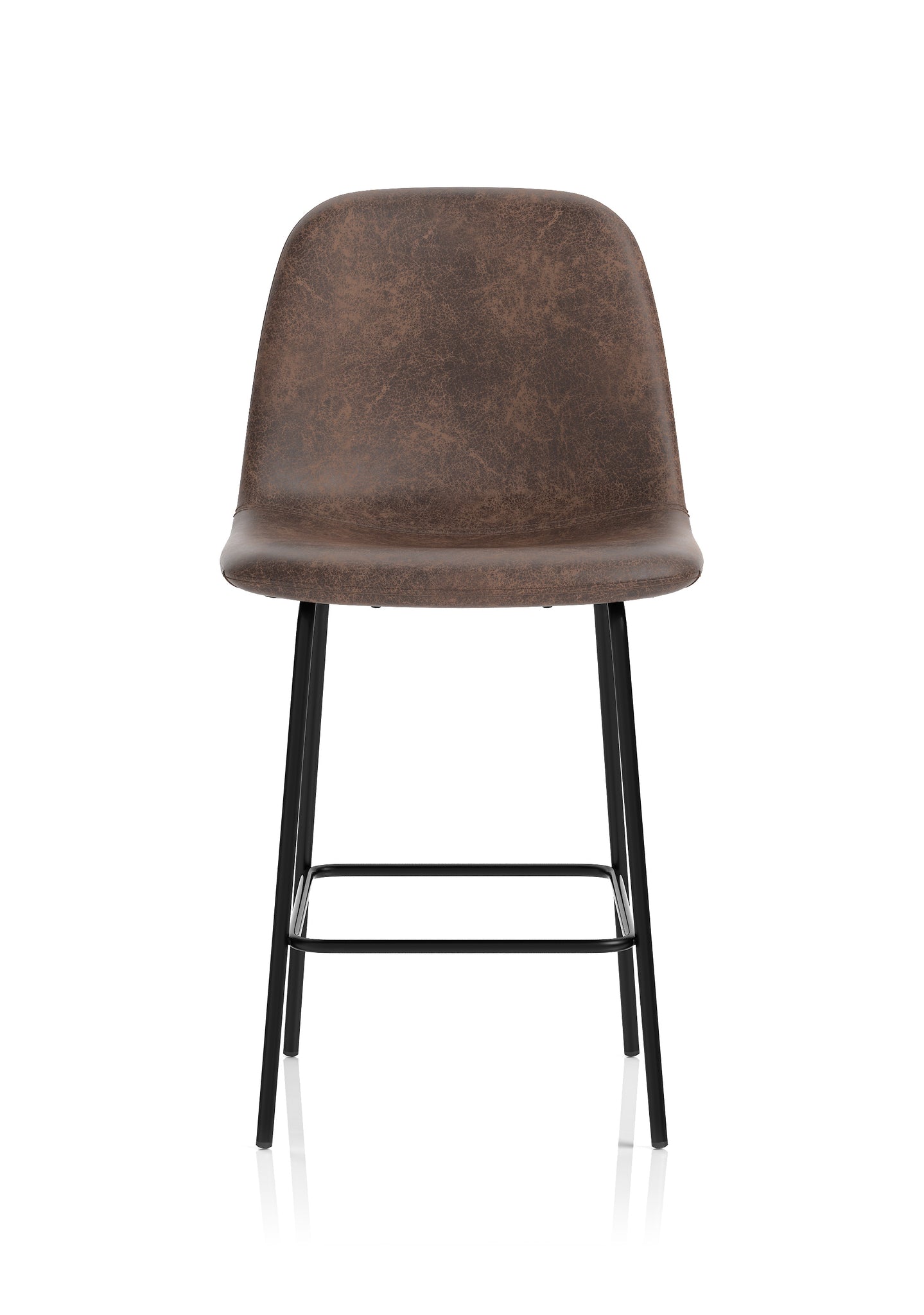 Charford Bistro High Stool – PU Leather, Self-Assembly Bar Chair, Available in Inky Black or Pecan Brown, 2 Year Structural Warranty, Modern Office or Kitchen Seating