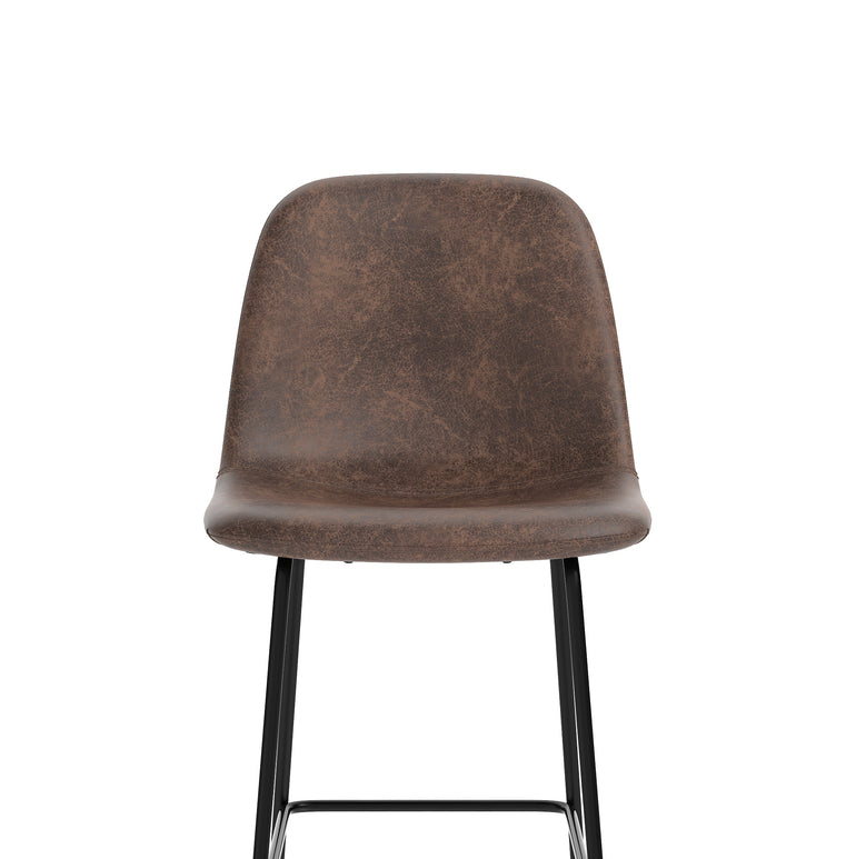 Charford Bistro High Stool – PU Leather, Self-Assembly Bar Chair, Available in Inky Black or Pecan Brown, 2 Year Structural Warranty, Modern Office or Kitchen Seating