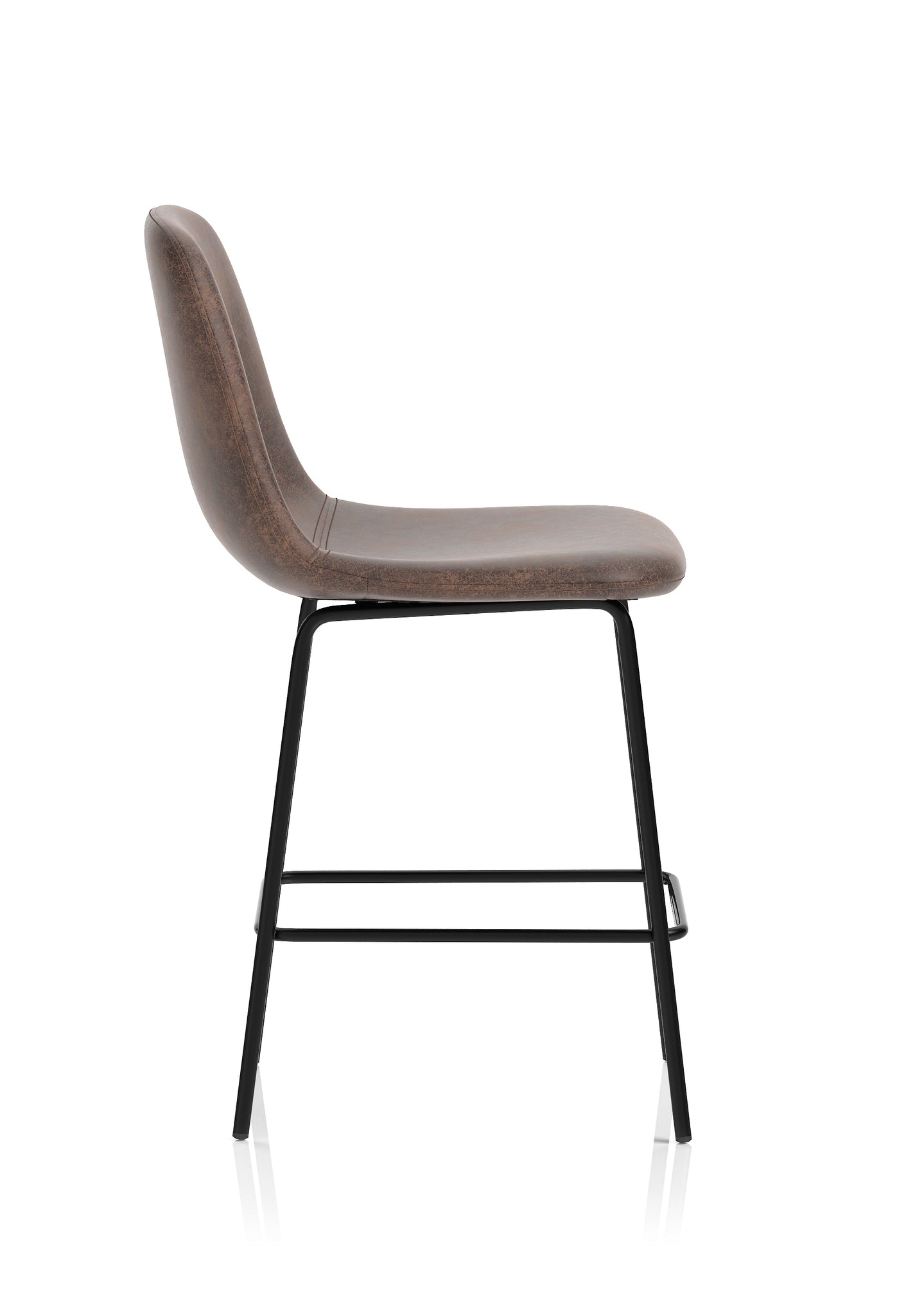 Charford Bistro High Stool – PU Leather, Self-Assembly Bar Chair, Available in Inky Black or Pecan Brown, 2 Year Structural Warranty, Modern Office or Kitchen Seating